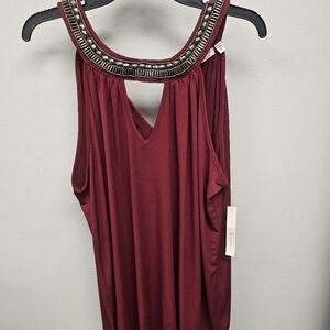 Tempted Burgundy Embellished Tank Top